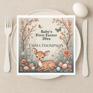 Baby's First Easter Woodland Animals Deer Spring  Napkins