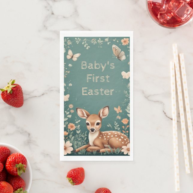 Baby's First Easter Woodland Animals Deer Spring  Paper Guest Towels (Insitu)