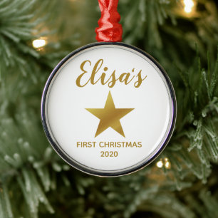 Baby's first first Christmas newborn star Metal Ornament