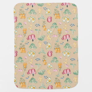 Baby's First Foods - Fruits/Veggies on Light Brown Baby Blanket
