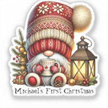 Baby's First Gnome Christmas Round Sticker