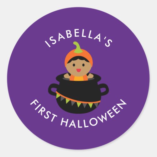 Babys First Halloween Classic Round Sticker