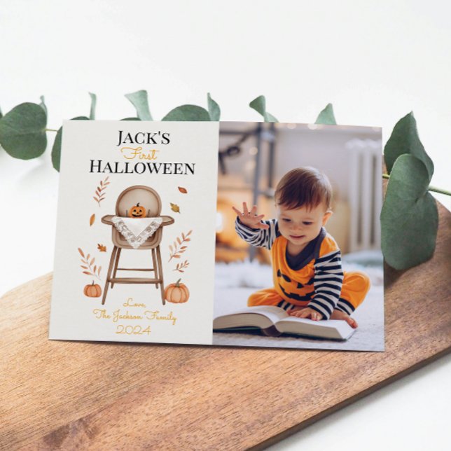 Baby's First Halloween Cute Pumpkin Greeting Card (Creator Uploaded)