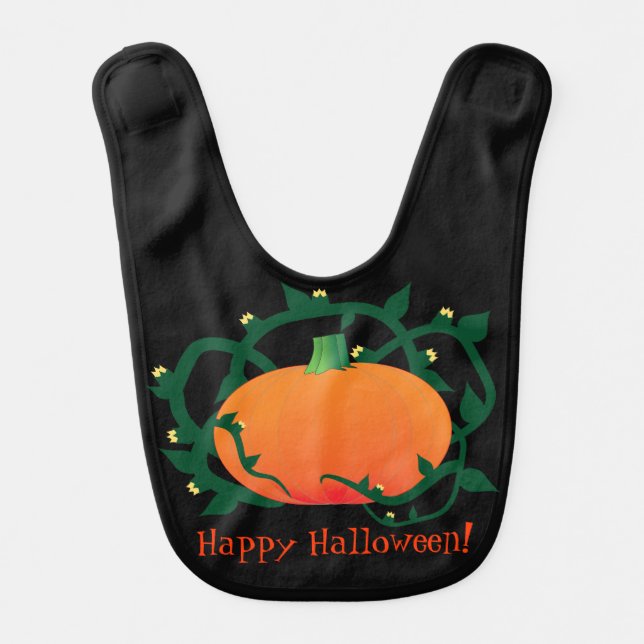 Baby's First Halloween Happy Halloween Pumpkin Baby Bib (Front)