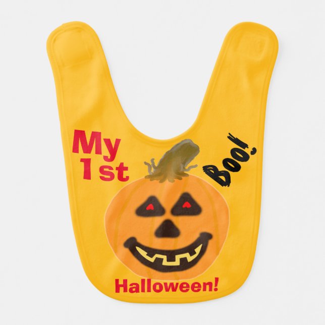Baby's First Halloween Orange Pumpkin Baby Bib (Front)