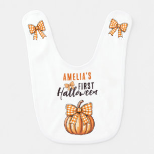 Baby's First Halloween Pumpkin Bow Baby Bib