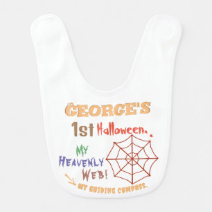 Baby's First Halloween, Spider Web on White Baby Bib