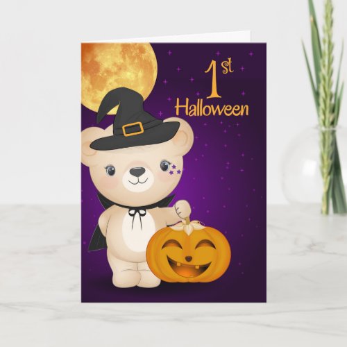 Babys First Halloween Teddy Bear Witch Card