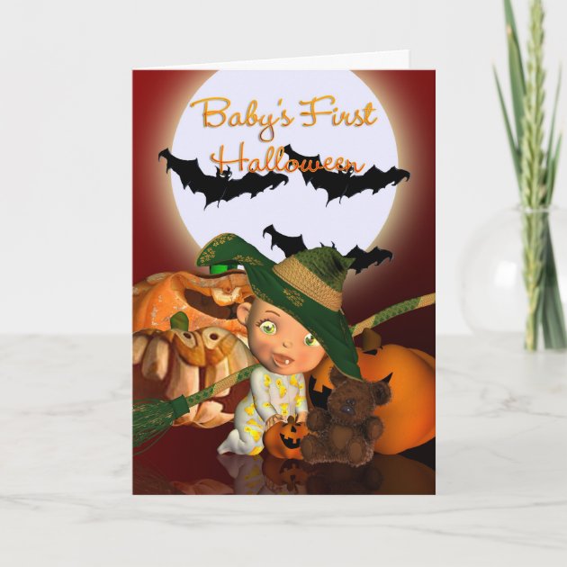 Baby's First Halloween With Bats And Pumpkins Invitation