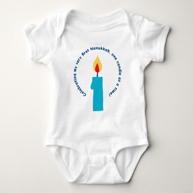 Baby's First Hanukkah Candle Cute Funny Baby Bodys Bodysuit (Front)