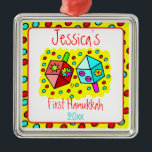 Baby's First Hanukkah Metal Ornament<br><div class="desc">Great gift for the parents of any child celebrating his or her first Hanukkah!  Customize the child's name and year of celebration.</div>