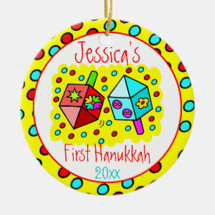 Baby's First Hanukkah - ONE-SIDED Ceramic Ornament