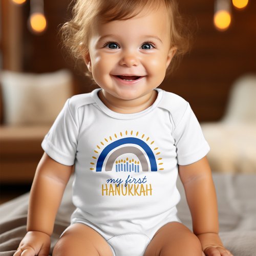 Babys First Hanukkah Personalized Baby Bodysuit