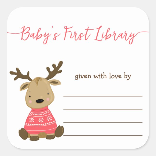 Baby's First Library, baby shower bookplate (Front)