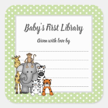 Baby's First  Library Bookplate  Bring A Book Square Sticker by lemontreecards at Zazzle