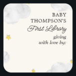 Baby's First Library Bookplate Neutral Clouds<br><div class="desc">Add these stickers to your baby shower to identify all the books you receive. An adorable clouds with stars design for a gender neutral baby..</div>