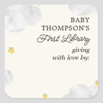 Baby's First Library Bookplate Neutral Clouds