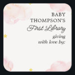 Baby's First Library Bookplate Pink Clouds<br><div class="desc">Add these stickers to your baby shower to identify all the books you receive. An adorable pink clouds with stars design.</div>
