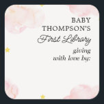 Baby's First Library Bookplate Pink Clouds<br><div class="desc">Add these stickers to your baby shower to identify all the books you receive. An adorable pink clouds with stars design.</div>