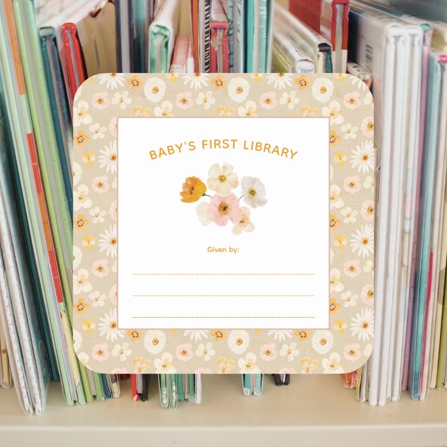 Baby's First Library pressed flowers Square Sticker (Creator Uploaded)