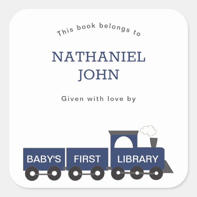 Baby's First Library Train Boy Bookplate (Front)