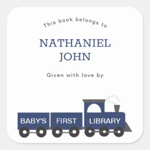 Baby's First Library Train Boy Bookplate
