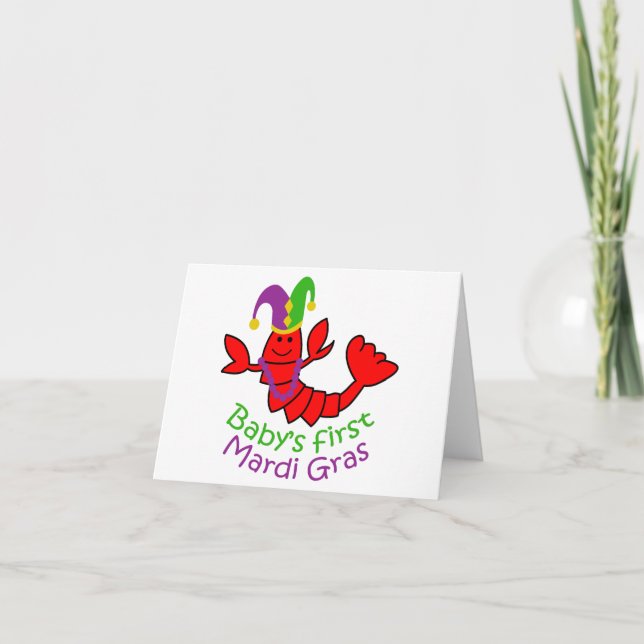 Baby's First Mardi Gras Letterpress Thank You Card (Front)