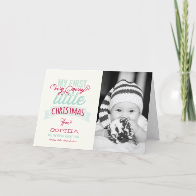 Baby's First Merry Little Christmas Photo Greeting Holiday Card