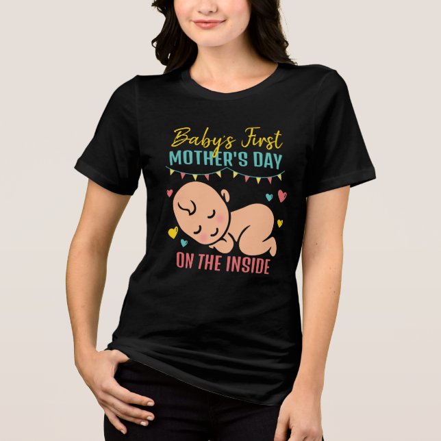 Baby's First Mother's Day Cute T-Shirt Tri-Blend Shirt (Front)