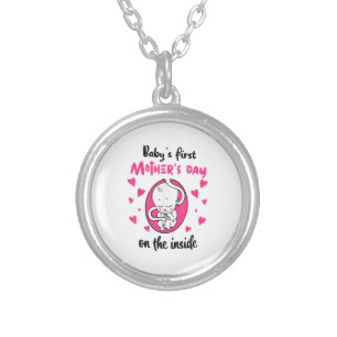 Baby's First Mother's Day On The Inside Silver Plated Necklace