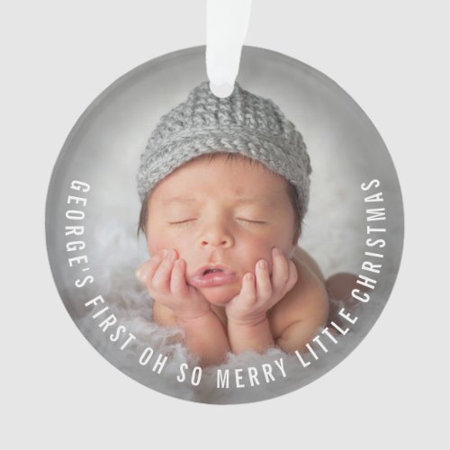 Babys First Oh So Merry Little Christmas 2 Photo Ornament
