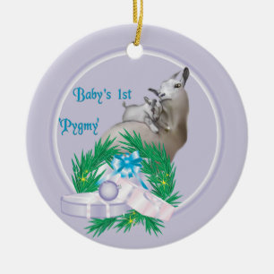 Baby's First Pygmy Goat Wreath Holiday Ornament