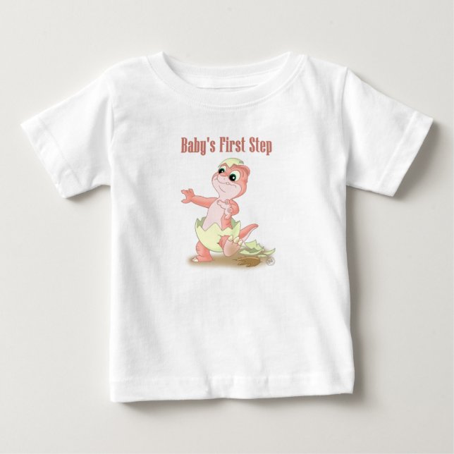 Baby's First Step- peach Baby T-Shirt (Front)