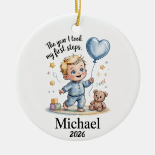 Baby's First Steps 2026 Christmas Ornament Blonde 