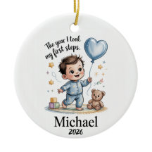 Baby's First Steps 2026 Christmas Ornament Boy Gif