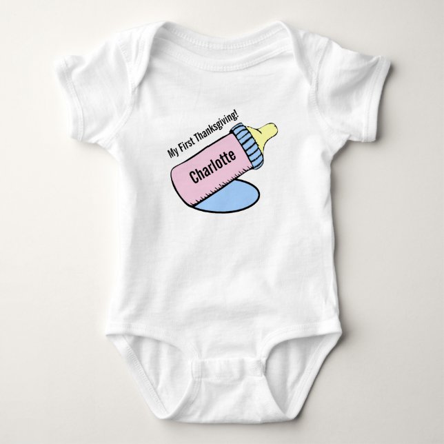 Baby's First Thanksgiving Baby Bottle Bodysuit (Front)