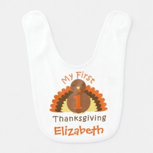 Baby's First Thanksgiving Cute Turkey Day Baby Bib