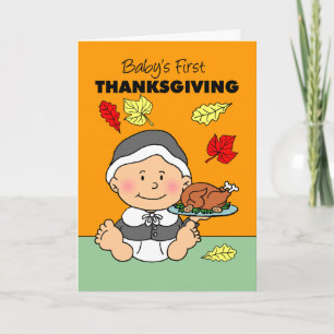 Baby's First Thanksgiving Girl Pilgrim Card