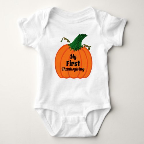 Babys First Thanksgiving Orange Pumpkin Baby Bodysuit