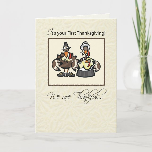 Baby's First Thanksgiving Turkey Family Holiday Card (Front)