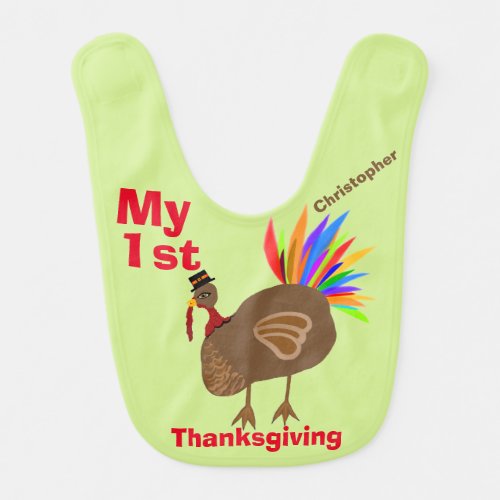 Babys First Thanksgiving Turkey Name Bibs