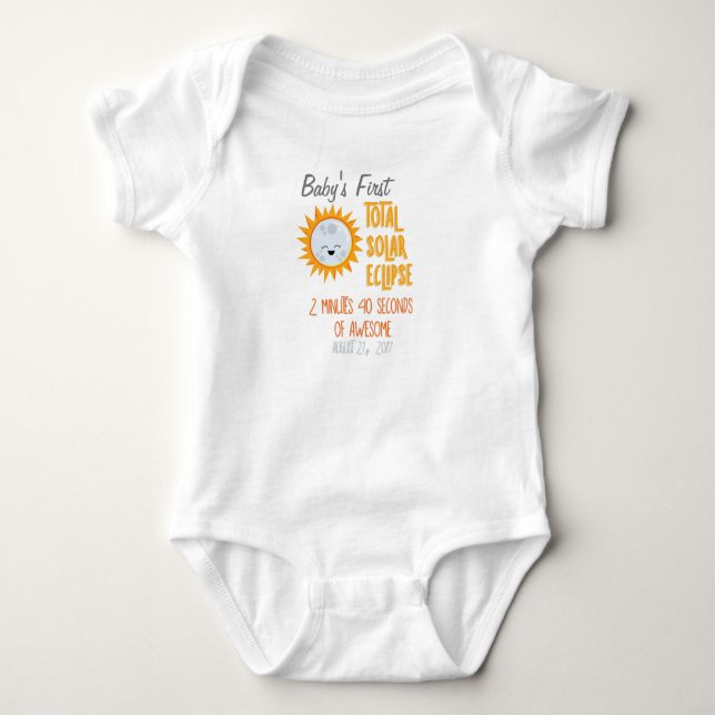 Baby's First Total Solar Eclipse Emoji Moon Baby Bodysuit (Front)