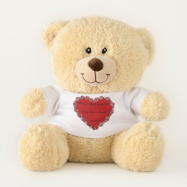 Baby's First Valentine Personalized Teddy Bear (Front)
