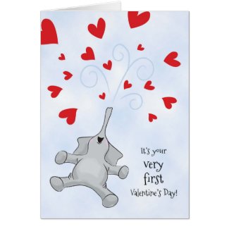 Baby's First Valentine's Day, Elephant & Hearts Card