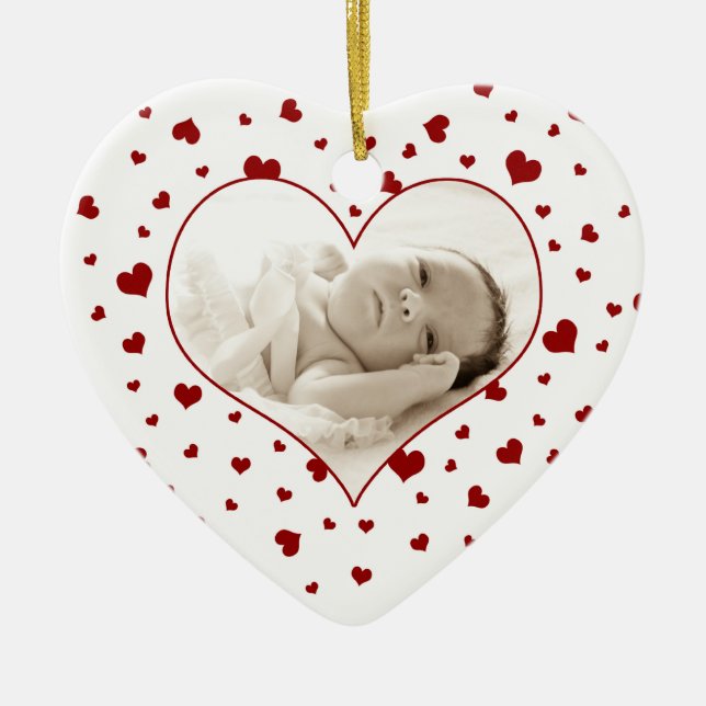 Baby's First Valentine's Day Photo Ornament (Front)