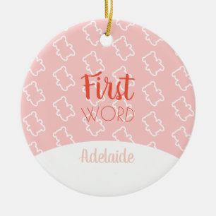 Baby's First Word Christmas Trivia Ceramic Ornament
