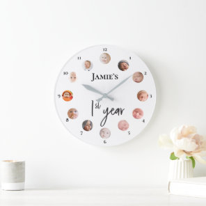 Baby's first year 12 months custom photos  large clock
