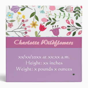 Baby's First Year Album Purple Floral Personalize 3 Ring Binder