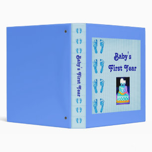 Baby's First Year - Baby Boy Footprints 3 Ring Binder