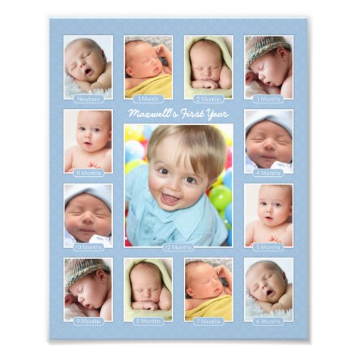 Babys First Year Blue Keepsake Photo Collage